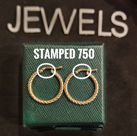 18K Real Saudi Gold Twisted Loop/ Hoop Earring - Picture 4 of 5